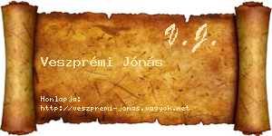 Veszprémi Jónás névjegykártya